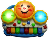 Kiddivilla Electronic Drum & Organ Keyboard with Animal Sounds, Flashing Lights and 360° Dancing Banana Monkey Musical Toy Combo for Kids (Multicolor Plastic)