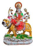 Marble Dust Sherawali Mata Durga Maa Murti Statue with Babar Sher