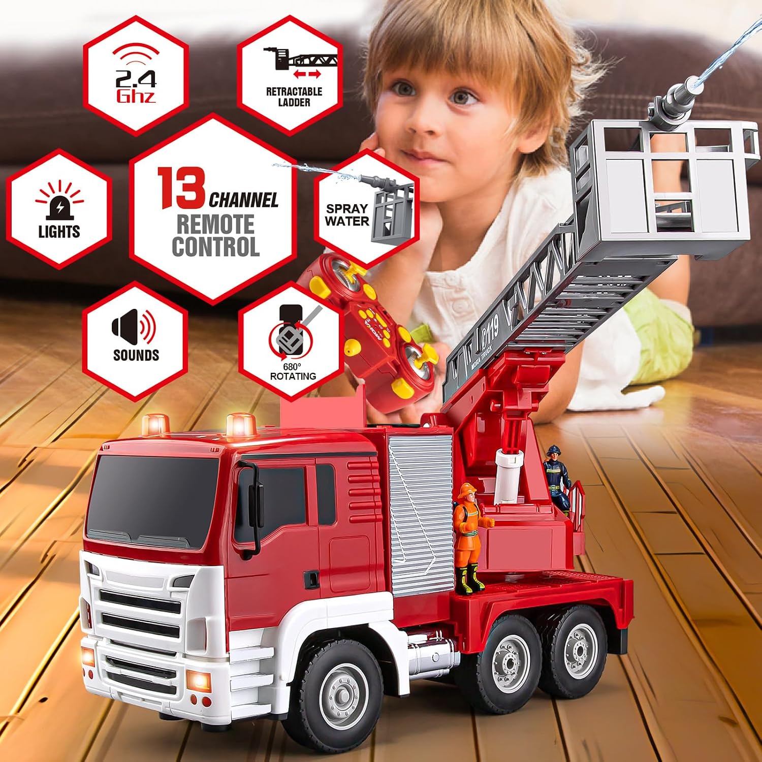 water spraying fire truck toy