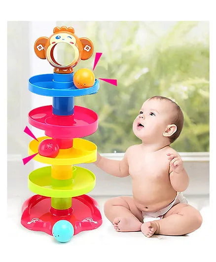 Monkey Face Design 5 Layer Tower Ball Drop Spinning Toy