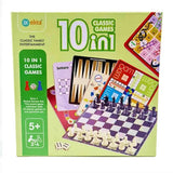 Ekta 10 in 1 Classic Family Board Games Set for Kids and Adults, Multi‑Game Indoor Entertainment Box with Chess, Ludo, Snakes & Ladders, Solitaire, Backgammon and More (Ages 5+, 2–4 Players)