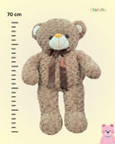 Classic Rose-Texture Brown Teddy Bear with Ribbon Bow – 70 cm