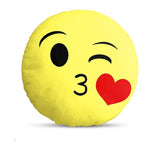 Kiddivilla Round Shape Fabric Printed Soft Plush Filled Cushions/Pillow - 11X11 Inch, Smiley 25 (Yellow)