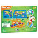 Packaging of a educational map puzzle product which includes foam puzzle frames, states set, and a map of Europe with flags and capitals.