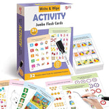 Jumbo Write and Wipe Flash Cards: Activity | 64 Brain-Boosting Activities for Toddlers | 32 Reusable Double-Sided Cards with Marker Pen | Gifts, Travel Toy & Preschool Learning for Age 3+