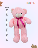 Premium Rose-Texture Pink Teddy Bear with Ribbon Bow – 70 cm