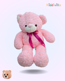 Premium Rose-Texture Pink Teddy Bear with Ribbon Bow – 70 cm