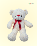 Elegant Rose-Texture Cream Teddy Bear with Red Bow – 70 cm