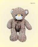 Classic Rose-Texture Brown Teddy Bear with Ribbon Bow – 70 cm
