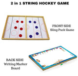2 in 1 string hockey game with a white marker board