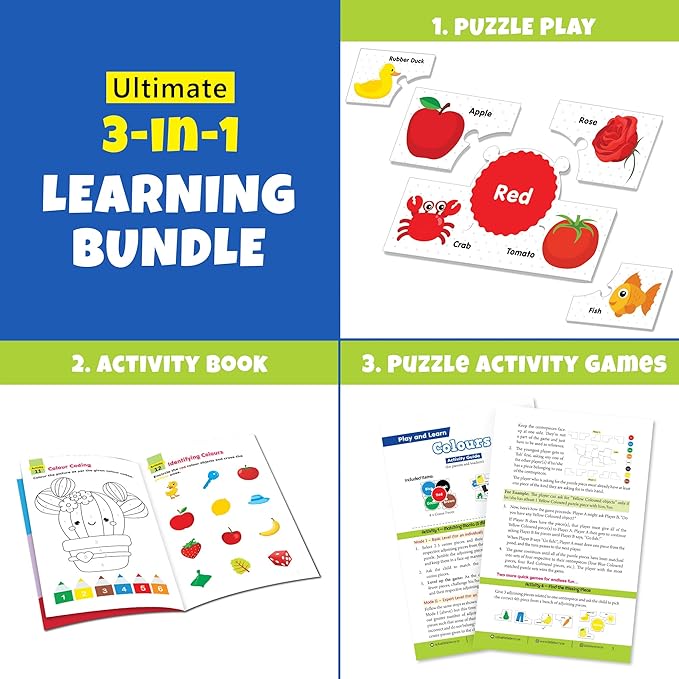 Ultimate 3-in-1 Learning Bundle with puzzle play, activity book, and puzzle activity games.