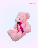 Premium Rose-Texture Pink Teddy Bear with Ribbon Bow – 70 cm