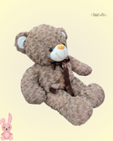 Classic Rose-Texture Brown Teddy Bear with Ribbon Bow – 70 cm