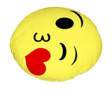 Kiddivilla Round Shape Fabric Printed Soft Plush Filled Cushions/Pillow - 11X11 Inch, Smiley 25 (Yellow)