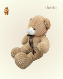 Premium Waffle-Texture Brown Teddy Bear with Bow – 70 cm