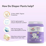Baby Diaper Pants Large (L) Size 9-14 kgs (64 count) + Tummy Roll On - 40ml