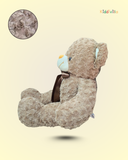 Classic Rose-Texture Brown Teddy Bear with Ribbon Bow – 70 cm