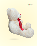 Elegant Rose-Texture Cream Teddy Bear with Red Bow – 70 cm
