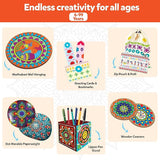 Little Berry Indian Art Forms Kits | Paper, Wood Ultimate 6 in 1 DIY Art & Craft Kit for Kids | Create 20+ Projects | Learn Lippan, Warli, Block Printing, Mandala & Madhubani Painting Kit | DIY Toys