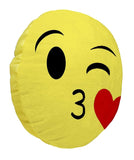 Kiddivilla Round Shape Fabric Printed Soft Plush Filled Cushions/Pillow - 11X11 Inch, Smiley 25 (Yellow)