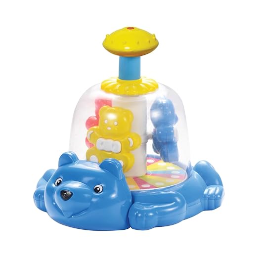Plastic Push and Spin - Bear Spinner Toy Multicolor for Toddlers & Kids