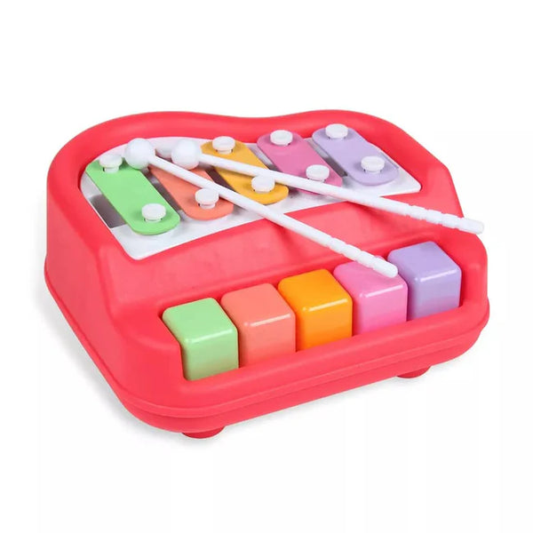 2 In 1 Musical Xylophone And Mini Piano For Kids - Educational Musical Instruments Toy Set For Babies, Non-Battery- Assorted Color (Small)