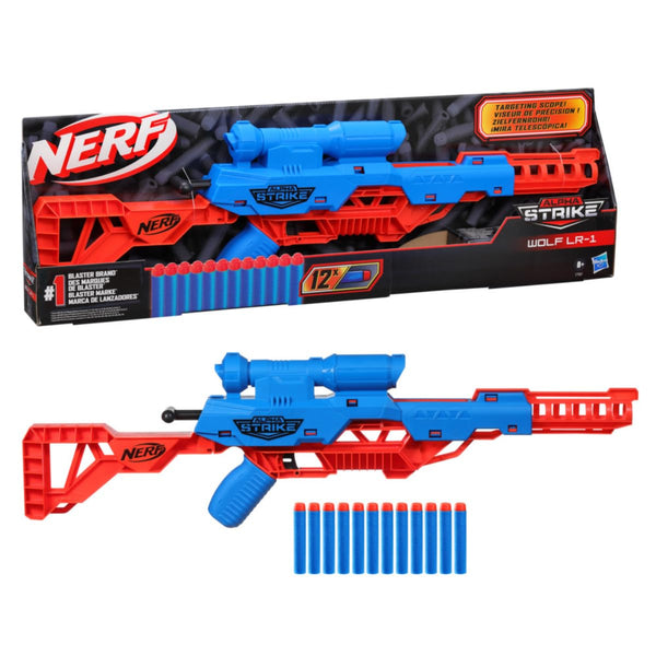 Nerf Alpha Strike Wolf LR-1 Blaster Gun with Targeting Scope, 12 Nerf Darts