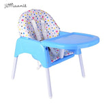 Convertible Folding Baby High Chair With Footrest, Convertible To High Chair, Low Chair,Feeding Seat With Cushion Pad,Blue