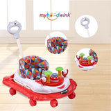 Baby Walker with Adjustable height, Parental Handle, Stopper, Activity Toys and Music with Light