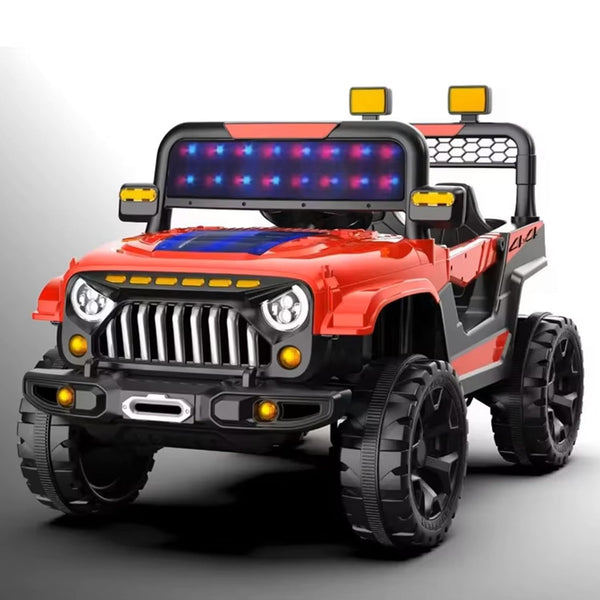 Kiddivilla Premium Rechargeable Baby Battery-Powered Electric Car Jeep for Kids – Electric Ride-On Car Toy with Bluetooth Music & Lights – Dual Control Mode for Ages 2 to 5 Year - Red