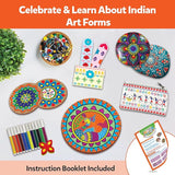 Little Berry Indian Art Forms Kits | Paper, Wood Ultimate 6 in 1 DIY Art & Craft Kit for Kids | Create 20+ Projects | Learn Lippan, Warli, Block Printing, Mandala & Madhubani Painting Kit | DIY Toys