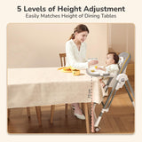 Marshmallow Smart 3-in-1 High Chair with Swing for Baby, Adjustable Height, Dual Tray, Reclinable Backrest & Footrest Feeding Chair for 6 Months to 5 Years Kids |(Abstract Grey)