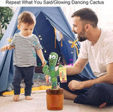 Dancing Cactus Talking Plush Toy With Singing & Recording Function - Repeat What You Say - Rechargeable Cable