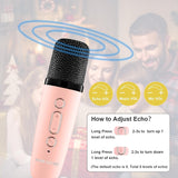 Mini Karaoke Machine for Kids, Portable Bluetooth Speaker with Wireless Microphone, MP3 Music Player Gifts Toys for Girls