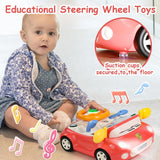 Steering Wheel Baby Racing Car with Realistic Sound and Light Interactive Learning Simulation Driving Toy for Children Aged 3+ (Color May Vary)