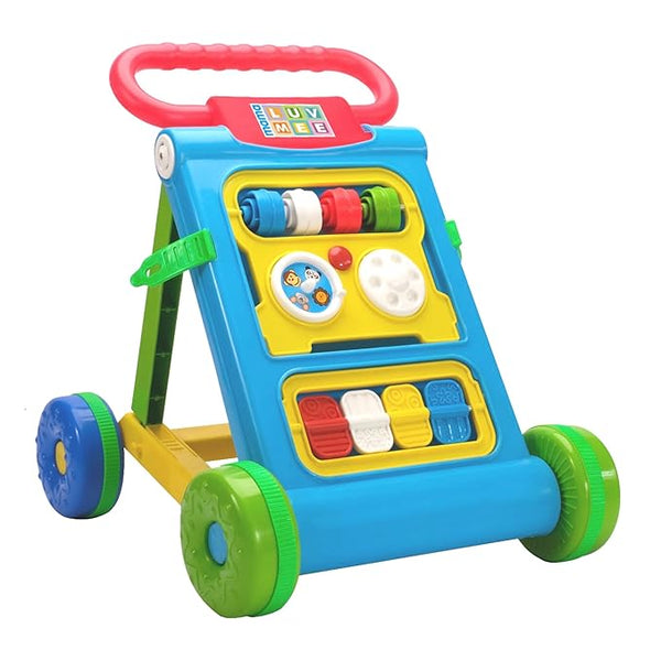 Activity Walers Learning Push Wlkers for Babies 6 to 18 Months, Foldable Musical Walers with Recreational Toy Bar (Blue)