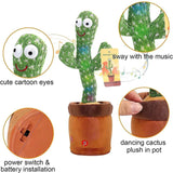 Dancing Cactus Talking Plush Toy With Singing & Recording Function - Repeat What You Say - Rechargeable Cable