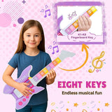 Gooyo GY-8178 Kids Musical Toy Guitar with IR Induction Feature | 3 Tones, 8 Rhythms, 8 Demo Music & Vibrant Flash Light Effects | Mic Included | Multicolor