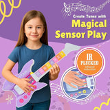 Gooyo GY-8178 Kids Musical Toy Guitar with IR Induction Feature | 3 Tones, 8 Rhythms, 8 Demo Music & Vibrant Flash Light Effects | Mic Included | Multicolor