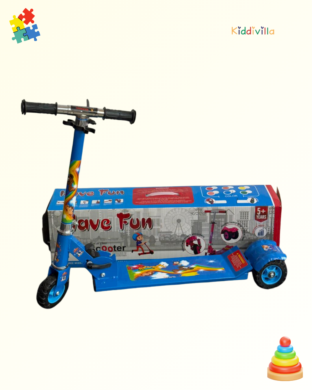 Adjustable Foldable Blue Scooter for Kids