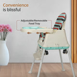4In1 High Chair For Baby/Kids, Toddler Feeding Booster Seat With Wheels, 3 Height Adjustments, With Cushion, 6 Month To 3 Years, Portable (Blue)
