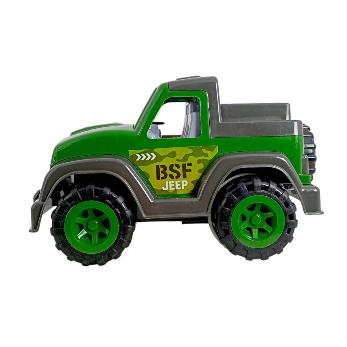 Toy jeep with 'BSF Jeep' branding on a white background