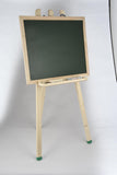 Blackboard on a wooden stand against a white background