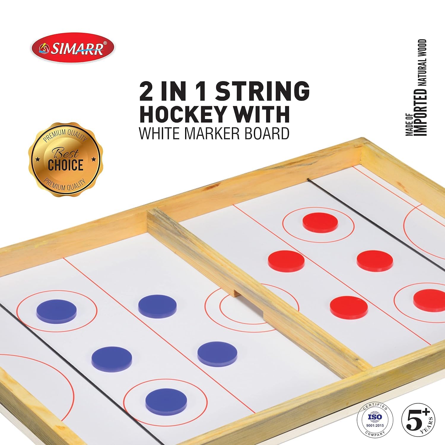 Board Game 2 in 1 String Hockey Game with White Marker Board, Fast Sling Puck Game for Kids