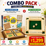 4-in-1 Board Game + Shut the Box Game Combo