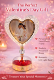 Personalized Crystal Heart Photo Frame with LED Light & Roses | Valentine Gift for Couples