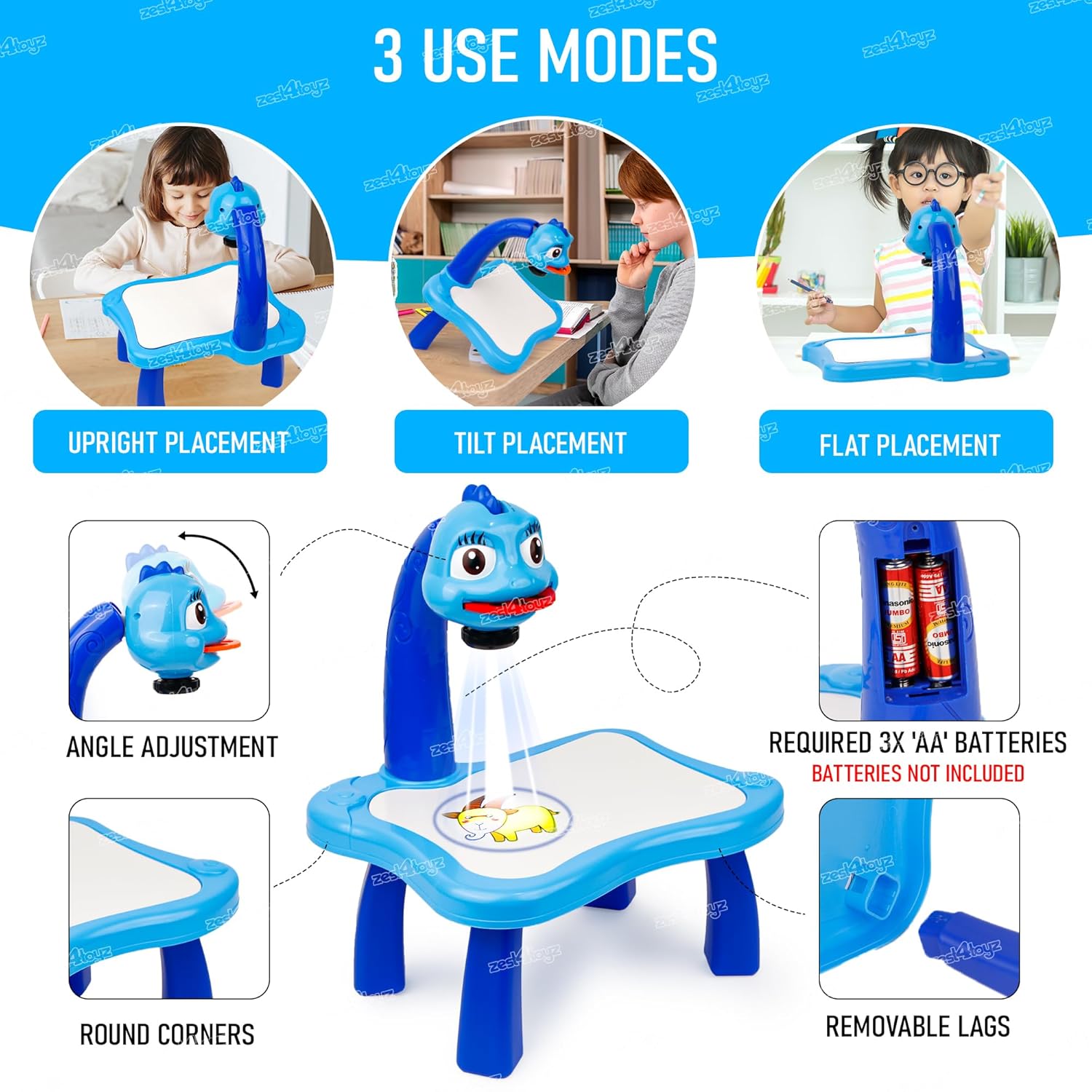 Child using a Dream Projection Study Desk with educational toys