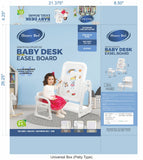 Honey Bee Senior Multipurpose Baby Desk and Easel Board packaging with dimensions displayed.