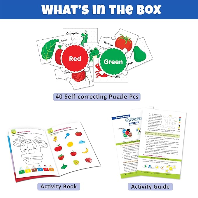 Educational materials including puzzles, an activity book, and an activity guide on a white background.