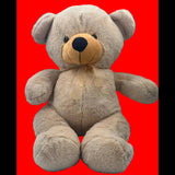 Soft plush teddy bear in cream beige color with ribbon bow – cuddly toy for kids valentine gift